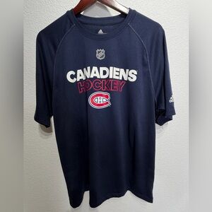 adidas Navy Montreal Canadiens Hockey Tee with Red & White Logo Large